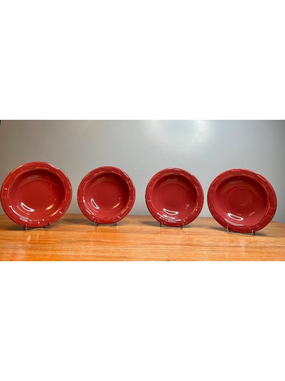 Set of 4 Longaberger Woven Traditions Paprika  9"  Rimmed Soup/Salad / Pasta Bow